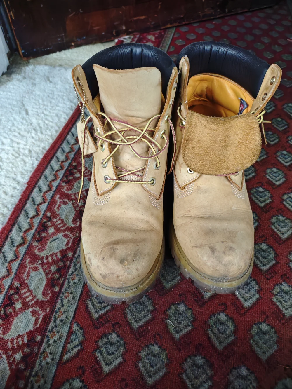 Timberland Wheat/Tan Work Boots with Black Collar